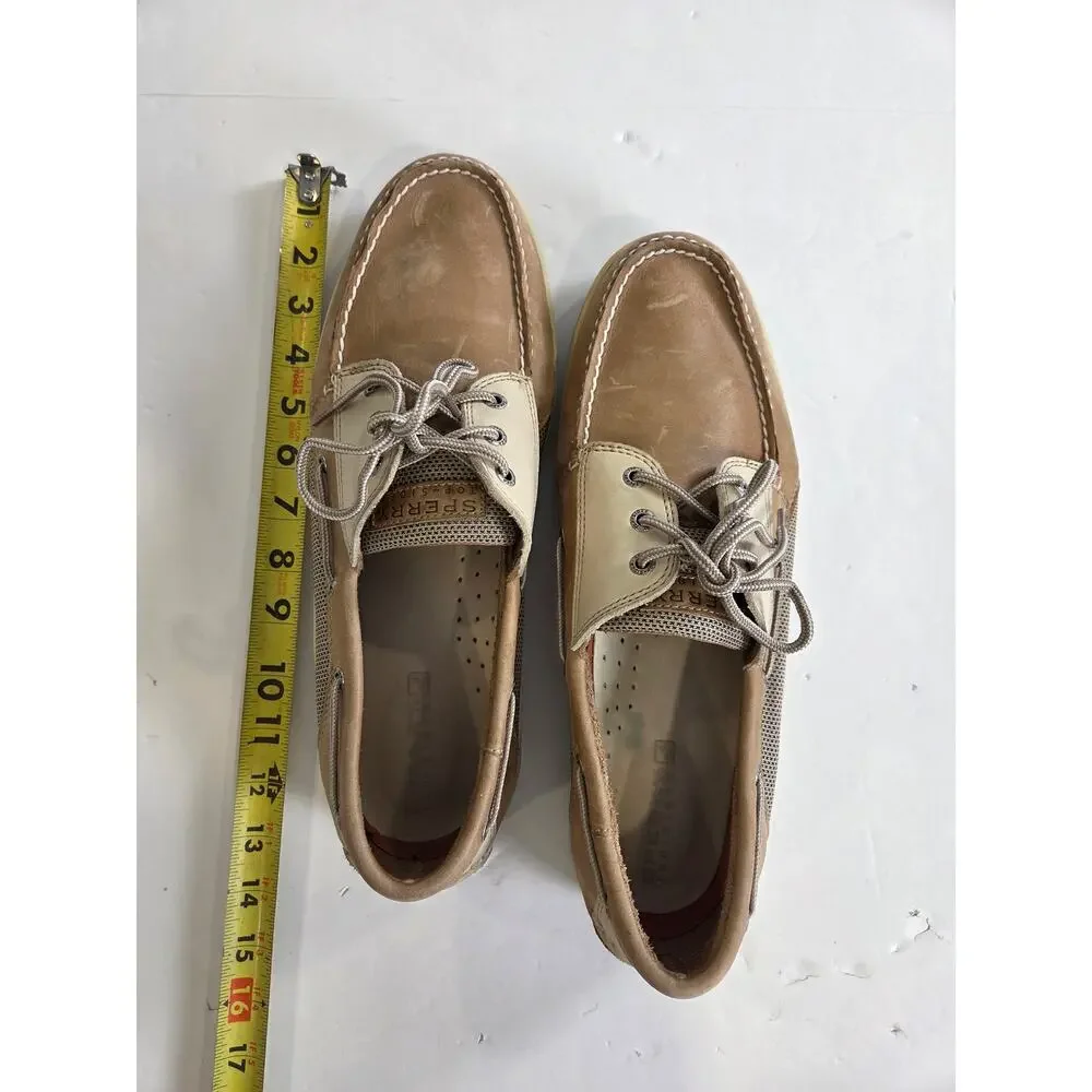 Sperry Top-Sider Two Tone Sz 15M  Leather Brown Tan Beige Boat Loafer Shoes - Picture 2 of 7